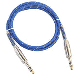 Max Bass Guitar 6.35mm Stereo Male to Male Audio Cable Nylon Braided Cord 1m