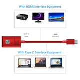 Max Aluminium USB Type C Male to HDMI 1080P HD HDTV Convert Cable Adapter Red