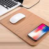 Maxbell QI Wireless Fast Charger Mouse Pad for iPhone X 8 7 Plus Galaxy S7/S8+ Brown