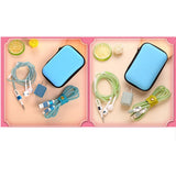 Max Data Cable Earphone Charger Protection Kit with Box for iPhone 6 7 8 X Blue
