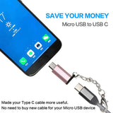 Maxbell Type C Adapter with Keychain Charger to Micro USB Converter Connector Pink