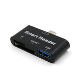 Maxbell Type C USB3.0 high speed 3 in 1 SD TF Card reader for Samsung /Android Black