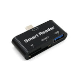 Maxbell Type C USB3.0 high speed 3 in 1 SD TF Card reader for Samsung /Android Black