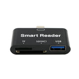 Maxbell Type C USB3.0 high speed 3 in 1 SD TF Card reader for Samsung /Android Black