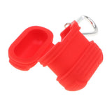 Maxbell Silicone Protective Cover Case with Metal Keychain for Apple AirPods Red
