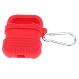 Maxbell Silicone Protective Cover Case with Metal Keychain for Apple AirPods Red