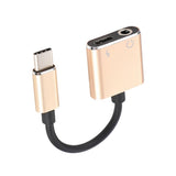 Max 2 in 1 Type-C To 3.5mm AUX Audio Headphone Adapter Charger Cable Gold