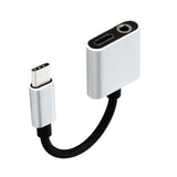 Max 2 in 1 Type-C To 3.5mm AUX Audio Headphone Adapter Charger Cable Silver