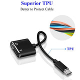 Max 2 in 1 Type-C To 3.5mm AUX Audio Headphone Adapter Charger Cable Silver