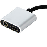 Max 2 in 1 Type-C To 3.5mm AUX Audio Headphone Adapter Charger Cable Silver