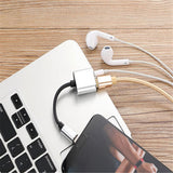 Max 2 in 1 Type-C To 3.5mm AUX Audio Headphone Adapter Charger Cable Silver