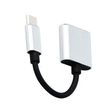 Max 2 in 1 Type-C To 3.5mm AUX Audio Headphone Adapter Charger Cable Silver