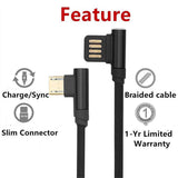 Max Micro USB Cable Charging Bent Charge Data Mobile Phone Cable gold