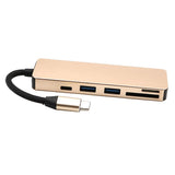 Maxbell Multi-function 5 in 1 USB Type-C Hub Adapter SD/TF Memory Card Reader Gold