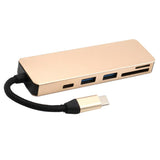 Maxbell Multi-function 5 in 1 USB Type-C Hub Adapter SD/TF Memory Card Reader Gold