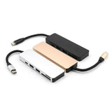 Maxbell Multi-function 5 in 1 USB Type-C Hub Adapter SD/TF Memory Card Reader Gold