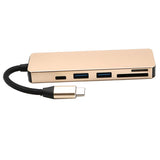 Maxbell Multi-function 5 in 1 USB Type-C Hub Adapter SD/TF Memory Card Reader Gold