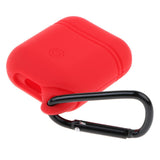 Max Dust-plug Silicone Case for AirPods Charging Case w/ Carabiner Red