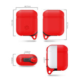 Max Dust-plug Silicone Case for AirPods Charging Case w/ Carabiner Red