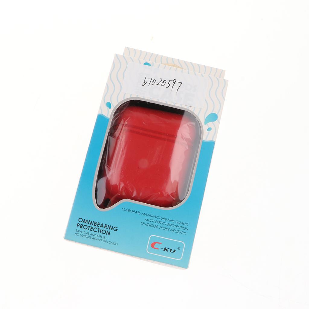 Max Dust-plug Silicone Case for AirPods Charging Case w/ Carabiner Red