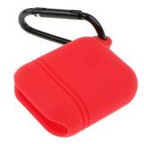 Max Dust-plug Silicone Case for AirPods Charging Case w/ Carabiner Red