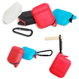 Max Dust-plug Silicone Case for AirPods Charging Case w/ Carabiner Red