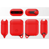 Max Dust-plug Silicone Case for AirPods Charging Case w/ Carabiner Red