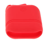 Max Dust-plug Silicone Case for AirPods Charging Case w/ Carabiner Red