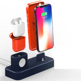 Maxbell 3 In 1 Silicone Charger Stand Charging Dock for Apple Devices Blue