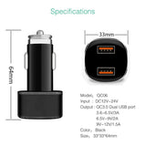 Maxbell Dual USB Fast Car Charger Quick Charge QC3.0 for iPhone Samsung