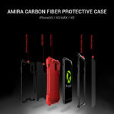 Max Phone Silicone Metal Case Shockproof Protective Cover for iPhone X/XS black