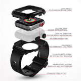 Maxbell 42mm Protective Case Watch Band Strap for Apple Watch iWatch 321 Black+White
