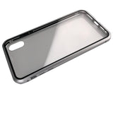 Maxbell 360 Full Magnetic Adsorption Metal Glass Front Case for iPhone X/XS silver
