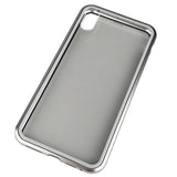 Maxbell 360 Full Magnetic Adsorption Metal Glass Front Case for iPhone X/XS silver