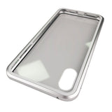 Maxbell 360 Full Magnetic Adsorption Metal Glass Front Case for iPhone X/XS silver