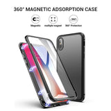 Maxbell 360 Full Magnetic Adsorption Metal Glass Front Case for iPhone XS Max black