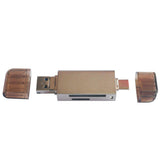 Max Maxb 3 in 1 USB Type C/USB/Micro USB TF SD Memory Card Reader OTG Adapter gold