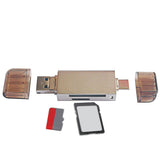 Max Maxb 3 in 1 USB Type C/USB/Micro USB TF SD Memory Card Reader OTG Adapter gold