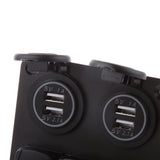 Maxbell 3 Gang Rocker Switch Panel Breaker Blue LED Car Marine Boat Circuit Waterproof 4 USB Charger Port