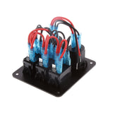 Maxbell 3 Gang Rocker Switch Panel Breaker Blue LED Car Marine Boat Circuit Waterproof 4 USB Charger Port