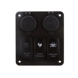 Maxbell 3 Gang Rocker Switch Panel Breaker Blue LED Car Marine Boat Circuit Waterproof 4 USB Charger Port