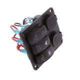 Maxbell 3 Gang Rocker Switch Panel Breaker Blue LED Car Marine Boat Circuit Waterproof 4 USB Charger Port