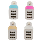 Maxbell Universal LED Mini 3-port USB Car Charger AC Adapter for Mobile phone 5V 2.1A /1.0A Silver