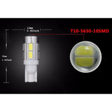 Maxbell T10 5630 10SMD White Car Side Wedge Tail Parking Light Bulb Instrument Door LED Lamp