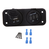 Maxbell Marine 12V/24V Cigarette Lighter Voltmeter + USB Charger Socket Outlet 5V 1A 2.1A for Boat Caravans Trailer Trucks