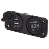 Maxbell Marine 12V/24V Cigarette Lighter Voltmeter + USB Charger Socket Outlet 5V 1A 2.1A for Boat Caravans Trailer Trucks