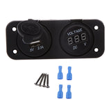 Maxbell Marine 12V/24V Cigarette Lighter Voltmeter + USB Charger Socket Outlet 5V 1A 2.1A for Boat Caravans Trailer Trucks