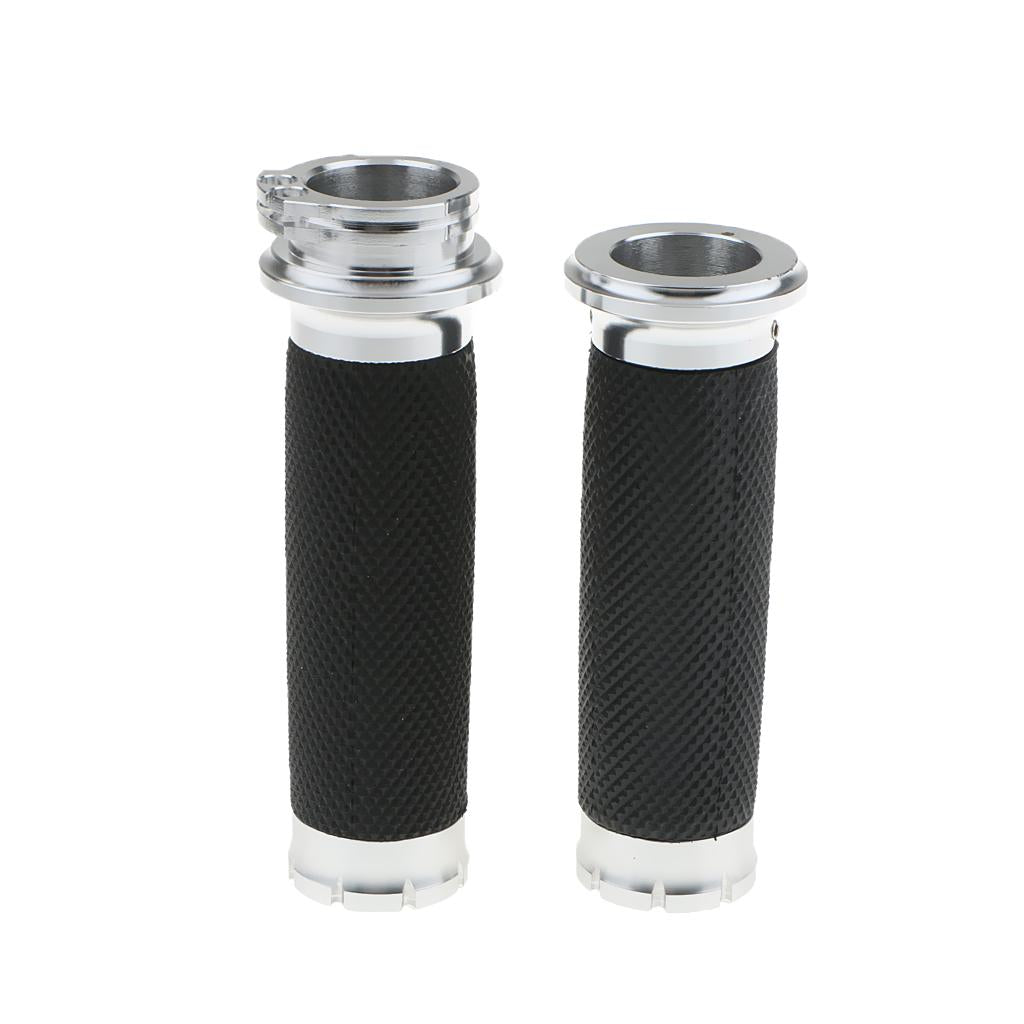Maxbell 1 Pair Silver 25mm 1'' Throttle Handlebar Grips For Harley XL883 1200 X48 72