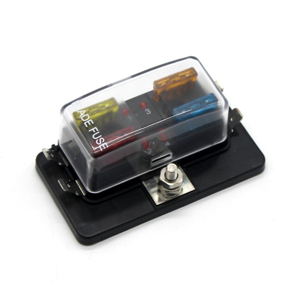 Max DC 12-32V 4 Way Blade Fuse Holder Box Block With Fuses Terminals Kit