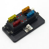Max DC 12-32V 4 Way Blade Fuse Holder Box Block With Fuses Terminals Kit
